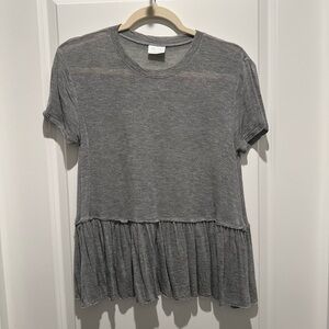 Abound Charcoal Ruffle Hem Tee
